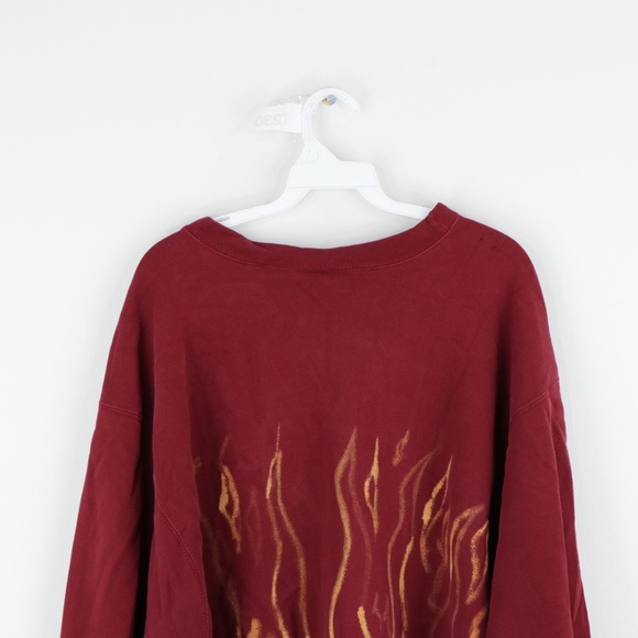 Vintage 90s Nike Mini Swoosh Flames Sweatshirt Red - Picture 7 of 12